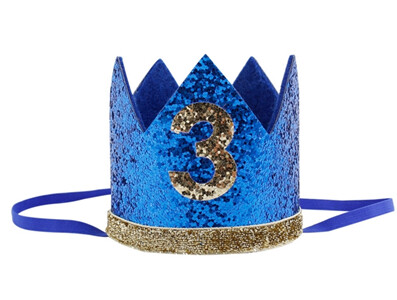 Zēna zila sudraba pirmās dzimšanas dienas cepure meitene zelta rozā priness kroņa numurs 1. 2 3 gadus veca ballīšu cepure, mirdzoša dzimšanas dienas galvas saite