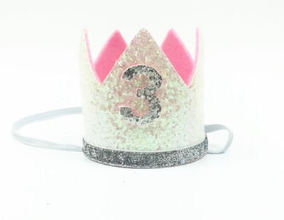 Zēna zila sudraba pirmās dzimšanas dienas cepure meitene zelta rozā priness kroņa numurs 1. 2 3 gadus veca ballīšu cepure, mirdzoša dzimšanas dienas galvas saite