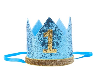 Zēna zila sudraba pirmās dzimšanas dienas cepure meitene zelta rozā priness kroņa numurs 1. 2 3 gadus veca ballīšu cepure, mirdzoša dzimšanas dienas galvas saite