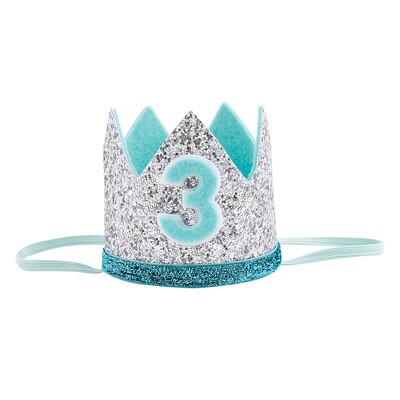 Zēna zila sudraba pirmās dzimšanas dienas cepure meitene zelta rozā priness kroņa numurs 1. 2 3 gadus veca ballīšu cepure, mirdzoša dzimšanas dienas galvas saite