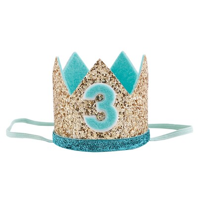 Zēna zila sudraba pirmās dzimšanas dienas cepure meitene zelta rozā priness kroņa numurs 1. 2 3 gadus veca ballīšu cepure, mirdzoša dzimšanas dienas galvas saite
