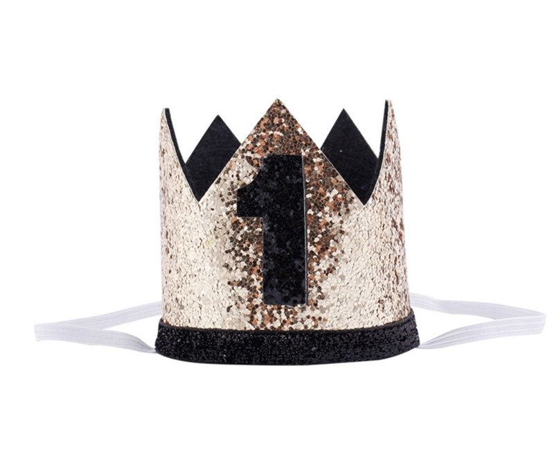 Zēna zila sudraba pirmās dzimšanas dienas cepure meitene zelta rozā priness kroņa numurs 1. 2 3 gadus veca ballīšu cepure, mirdzoša dzimšanas dienas galvas saite