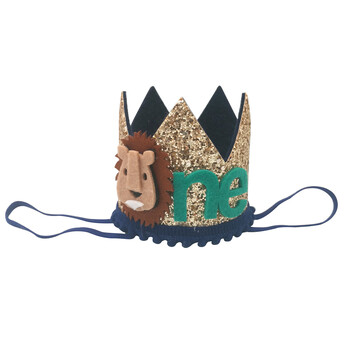 Lion One Two Year Old Birthday Hat Jungle Wildlife Theme Baby 1 2 3 4 5 6 Jungle Birthday Party Διακοσμητική μπομπονιέρα γενεθλίων