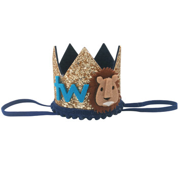 Lion One Two Year Old Birthday Hat Jungle Wildlife Theme Baby 1 2 3 4 5 6 Jungle Birthday Party Διακοσμητική μπομπονιέρα γενεθλίων