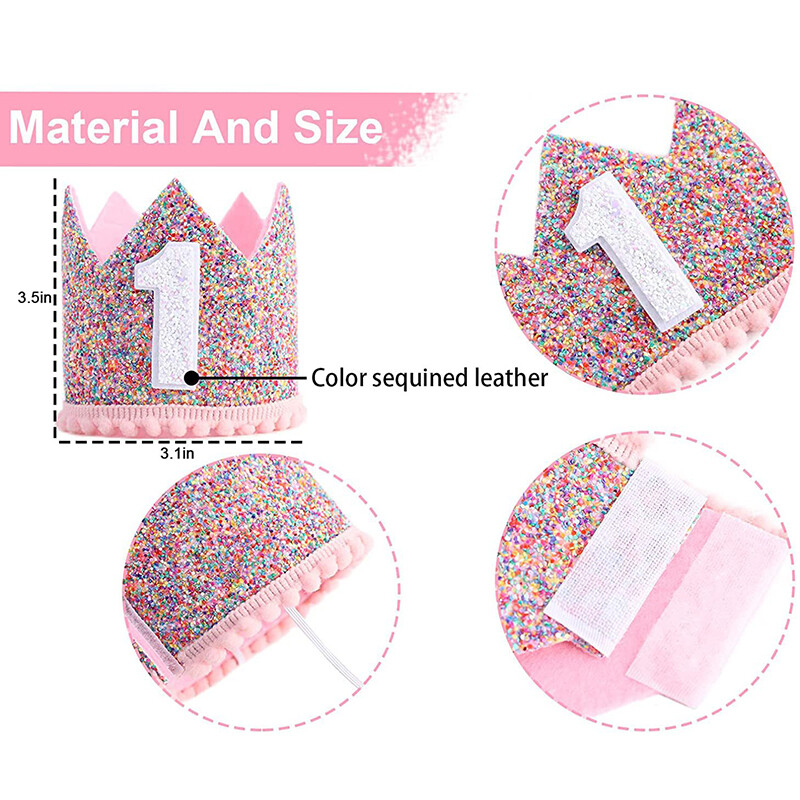 Princess Crown baba születésnapi buli kalapja fél éves 1 2 3 éves fejpánt baba zuhany gyermekek születésnapi dekorációs kellékei