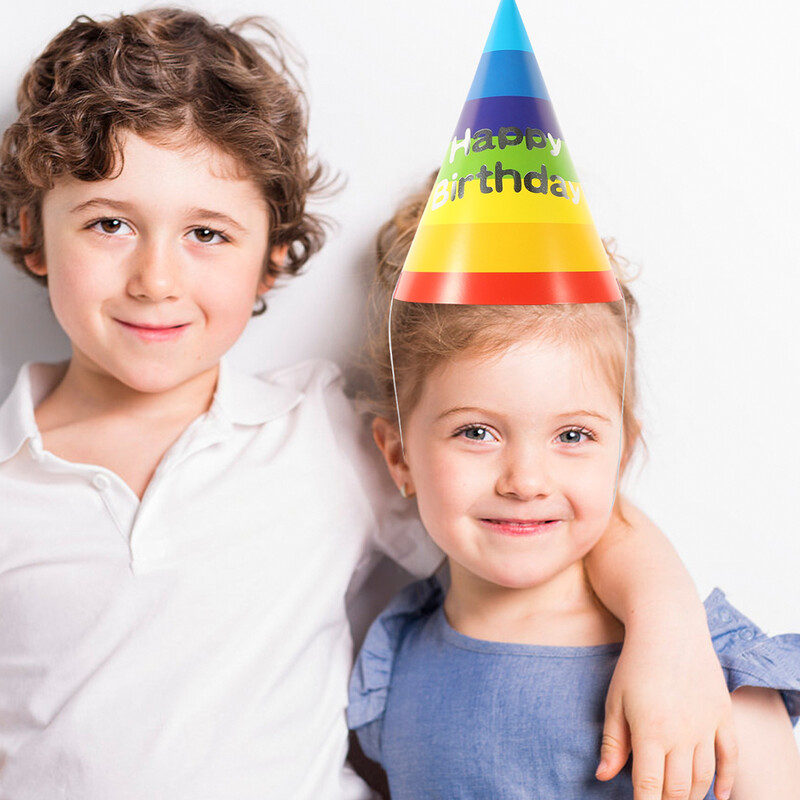 20 db Szivárvány Születésnapi Kalap Kúp Kalapok Kis parti fejfedők Aranyos kellékek Ünnep díszítésére