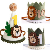 Vad egy születésnapi parti kalap Erdei oroszlánkorona dzsungel szafari parti díszek gyerek 1. születésnapi ajándék fotófülke fotó kellék