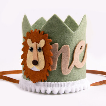 Wild One Birthday Καπέλο Forest Lion Crown Jungle Safari Party Decorations Kid 1st Birthday Gift photo booth photo prop