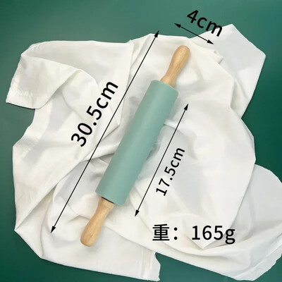 Fából készült nyelű szilikon sodrófa tapadásmentes fondant tészta tésztahenger konyhai keksz cupcake tésztasütő eszközök