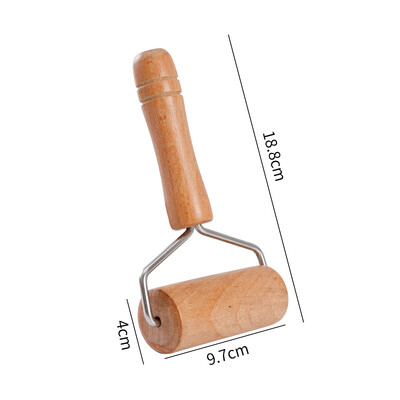 Medinės rankenos kočėlas su dvigalviu buitiniu medžio masyvo voleliu koldūno oda Buko medienos kočėlui