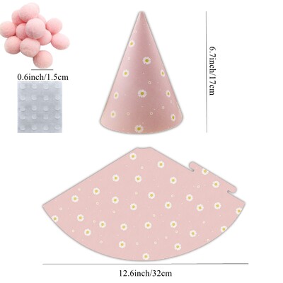6db százszorszép papírkalapok zöld sárga rózsaszín születésnapi sapka gyerekeknek babaváró születésnapi parti dekorációk barkács kellékek fotó kellékek