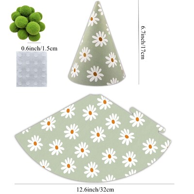 6db százszorszép papírkalapok zöld sárga rózsaszín születésnapi sapka gyerekeknek babaváró születésnapi parti dekorációk barkács kellékek fotó kellékek