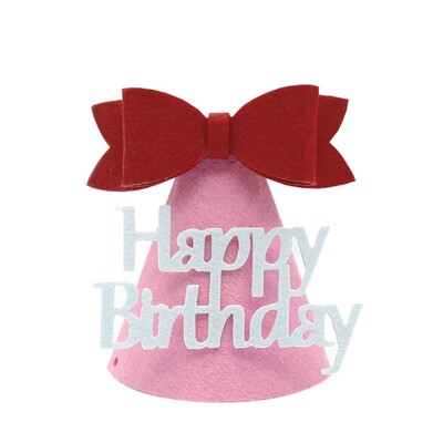 Kūrybinga kepurė su gimtadieniu Miela Bowknot kūgio galvos juostos kepurė „pasidaryk pats“ rankų darbo vakarėlio dekoro nuotraukų rekvizitas suaugusiems vaikams