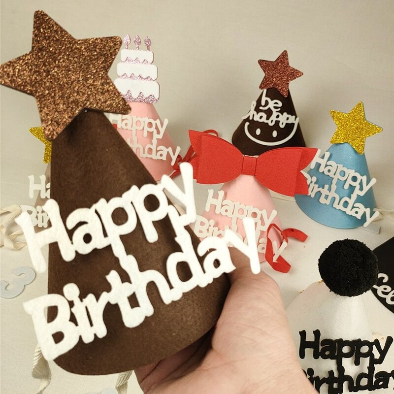 Kūrybinga kepurė su gimtadieniu Miela Bowknot kūgio galvos juostos kepurė „pasidaryk pats“ rankų darbo vakarėlio dekoro nuotraukų rekvizitas suaugusiems vaikams