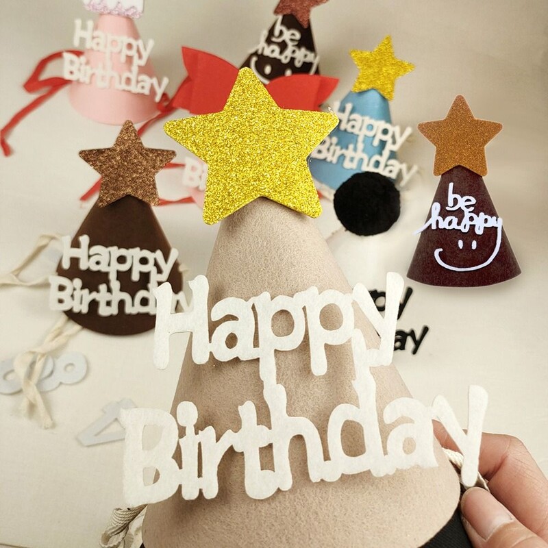 Kūrybinga kepurė su gimtadieniu Miela Bowknot kūgio galvos juostos kepurė „pasidaryk pats“ rankų darbo vakarėlio dekoro nuotraukų rekvizitas suaugusiems vaikams