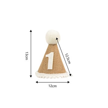 1 бр. Чул Шапка за рожден ден Бебе 1 2 3 4 5 6 7 8 9 години Момче Момиче Конусна шапка Лента за глава Бебе Декорации за честит рожден ден Детски подарък