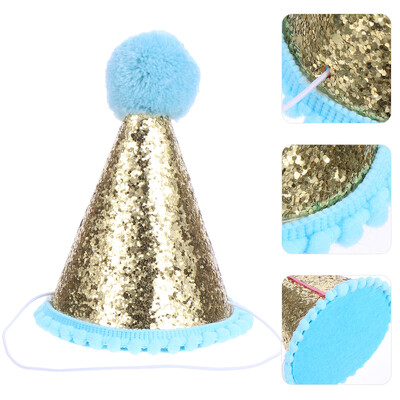 Gyerekek születésnapi kalap buli sapkák Csillogó gyerek fénykép ünneplés kellék flitter nem szőtt szövet nem szőtt kúp baba