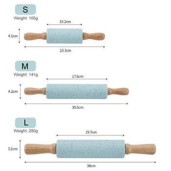 Πλάστης σιλικόνης Ζύμη ζαχαροπλαστικής Ρολό αλευριού Αντικολλητική ξύλινη λαβή κουζίνας ψησίματος Εργαλεία μαγειρέματος για ζύμη για μπισκότα ζυμαρικών