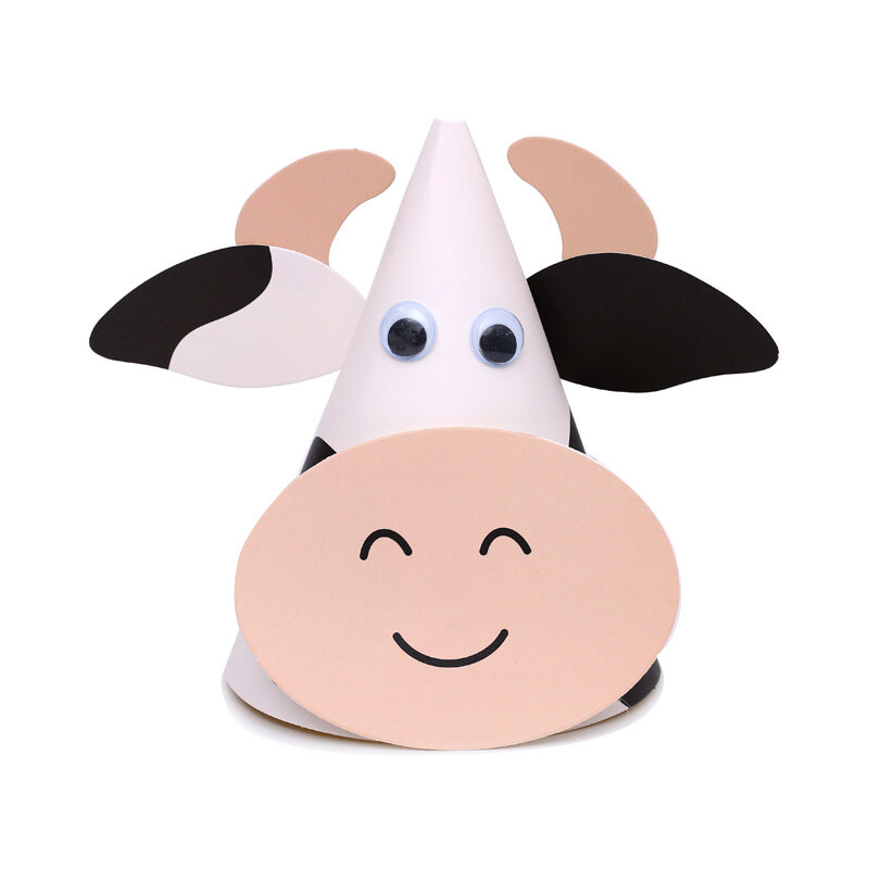 1 vnt Vaikų mielos kepuraitės gimtadienio vakarėliams Zodiako jaučio karvės kūgio kepurės Ūkio gyvūnai Kūgio kepuraitės „pasidaryk pats“ nuotraukų rekvizitai vaikams, kūdikių dušo reikmenys