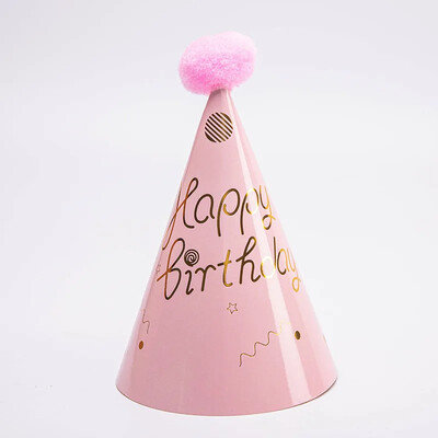 10db Boldog születésnapot kalapok pöttyös filc pomponok papír kúpos sapkák babazuhany felnőtt gyermekek születésnapi parti dekorációs kellékek