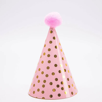 10db Boldog születésnapot kalapok pöttyös filc pomponok papír kúpos sapkák babazuhany felnőtt gyermekek születésnapi parti dekorációs kellékek