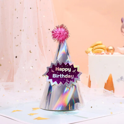 10db Boldog születésnapot kalapok pöttyös filc pomponok papír kúpos sapkák babazuhany felnőtt gyermekek születésnapi parti dekorációs kellékek