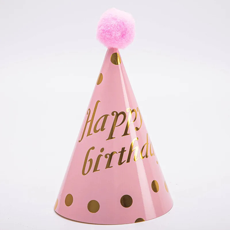 10db Boldog születésnapot kalapok pöttyös filc pomponok papír kúpos sapkák babazuhany felnőtt gyermekek születésnapi parti dekorációs kellékek