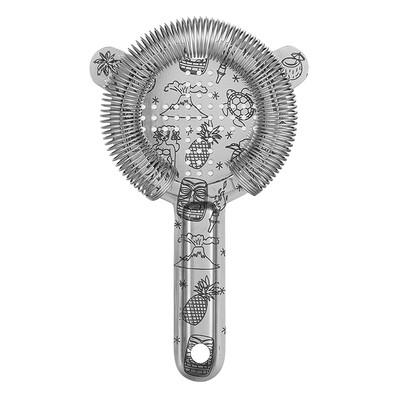 Rozsdamentes acél Hawthorne szűrő koktélrúd szűrő 2 ággal 6,54"(L)3,78"