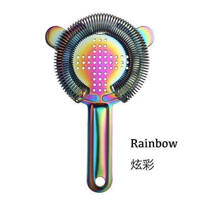 Rozsdamentes acél Hawthorne szűrő koktélrúd szűrő 2 ággal 6,54"(L)3,78"