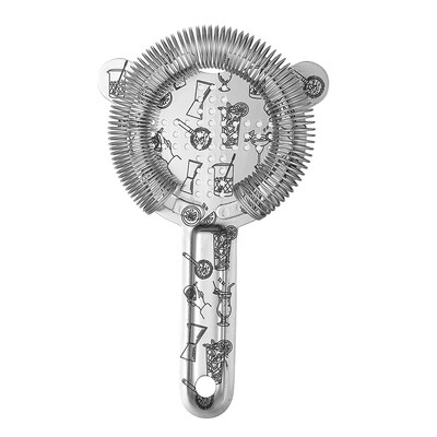 Rozsdamentes acél Hawthorne szűrő koktélrúd szűrő 2 ággal 6,54"(L)3,78"