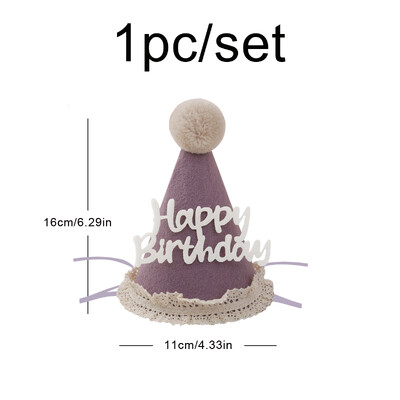 Csipke filc gyapjúgolyó születésnapi sapka party fotó kellékek dekoráció 1 szett 1 db