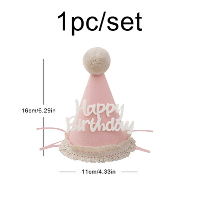 Csipke filc gyapjúgolyó születésnapi sapka party fotó kellékek dekoráció 1 szett 1 db