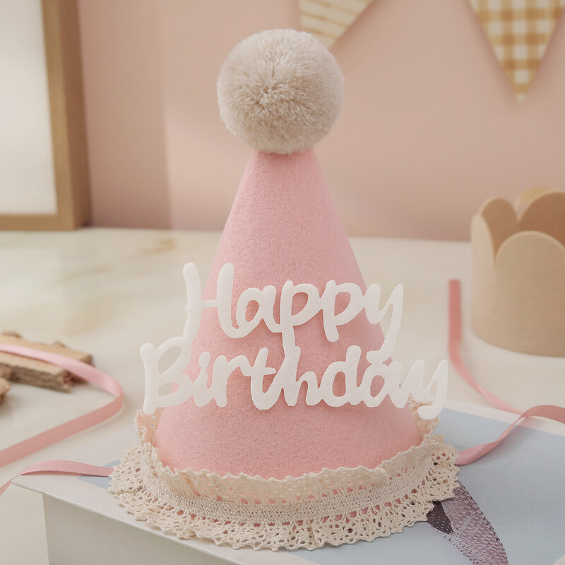 Csipke filc gyapjúgolyó születésnapi sapka party fotó kellékek dekoráció 1 szett 1 db