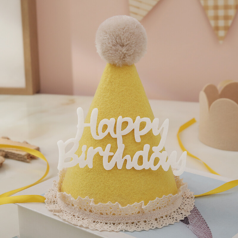 Csipke filc gyapjúgolyó születésnapi sapka party fotó kellékek dekoráció 1 szett 1 db