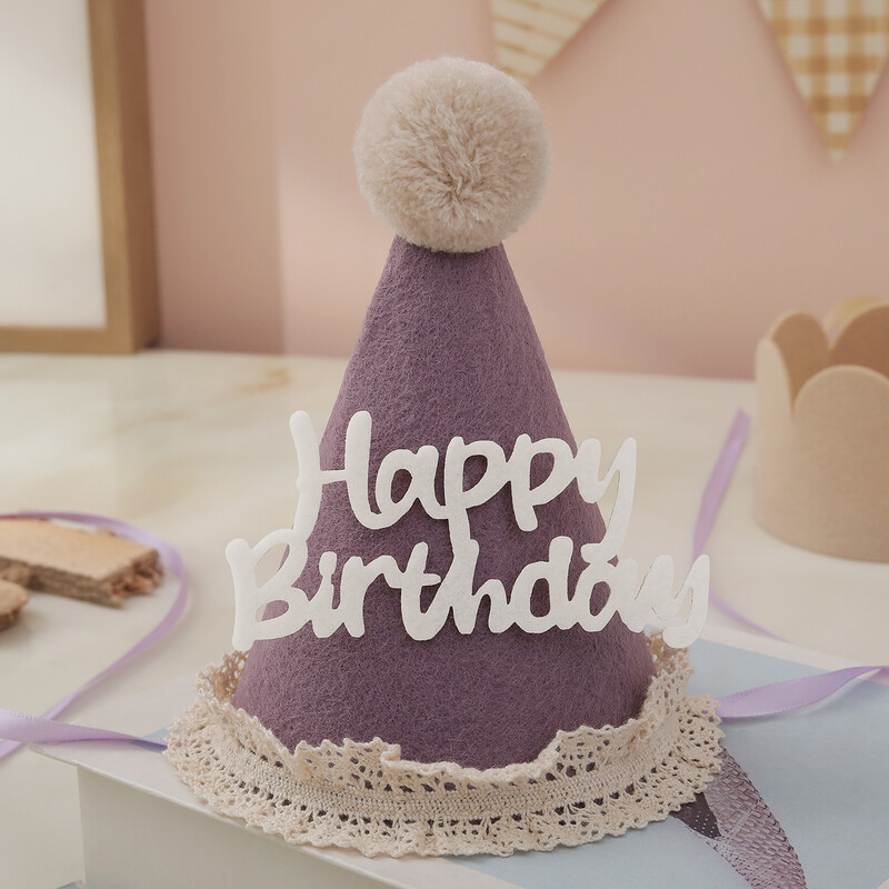 Csipke filc gyapjúgolyó születésnapi sapka party fotó kellékek dekoráció 1 szett 1 db