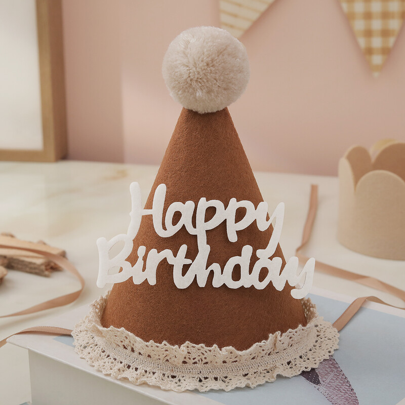 Csipke filc gyapjúgolyó születésnapi sapka party fotó kellékek dekoráció 1 szett 1 db