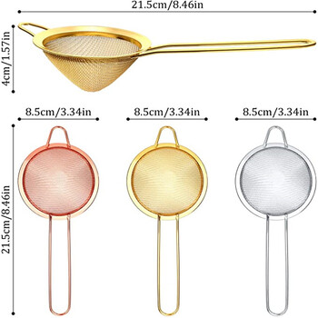 Цедка за коктейли Цедки за чай от неръждаема стомана Конични цедки за храна Цедка с фина мрежа Практичен инструмент за цедка за бар