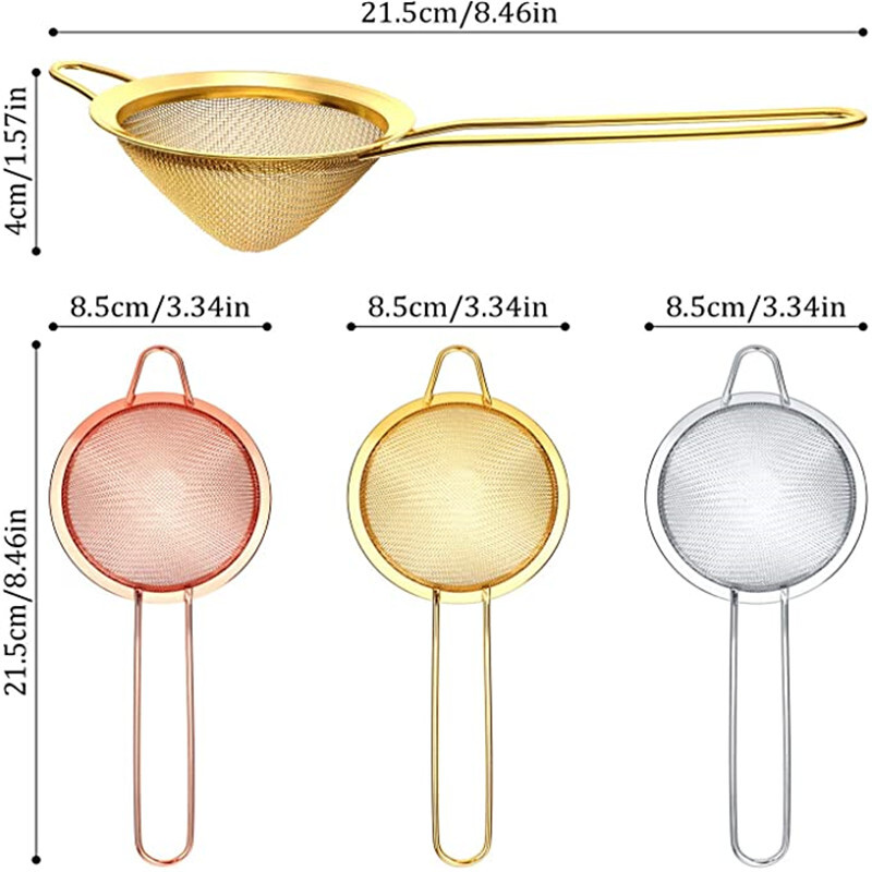 Kokteilių sietelis nerūdijančio plieno arbatos sieteliai Kūginiai maisto sieteliai Smulkaus tinklelio sietelis Praktiškas koštuvas.