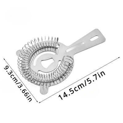 Naujas baro kokteilių koštuvas nerūdijančio plieno ledo filtras su spyruokliniu sieteliu Prabangus koštuvas mišraus gėrimų kiaurastuvo filtro juostos priedai