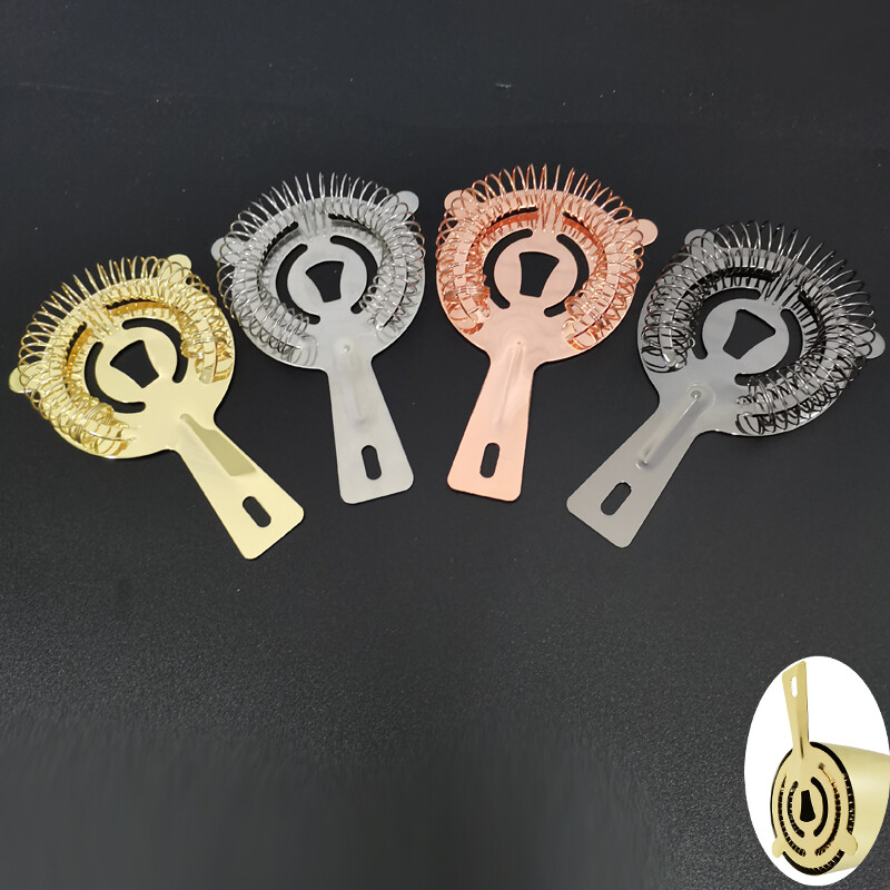 Juodojo/rožinio aukso kokteilių plaktuvo sietelis, profesionalus nerūdijančio plieno strypinis sietelis