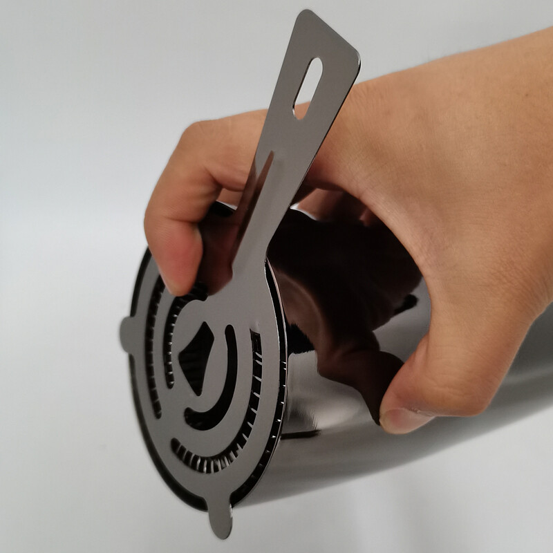 Juodojo/rožinio aukso kokteilių plaktuvo sietelis, profesionalus nerūdijančio plieno strypinis sietelis