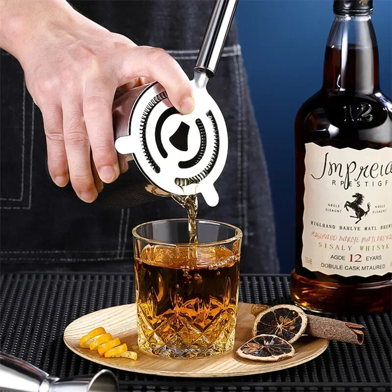 Naujas baro kokteilių koštuvas nerūdijančio plieno ledo filtras su spyruokliniu sieteliu Prabangus koštuvas mišraus gėrimų kiaurastuvo filtro juostos priedai