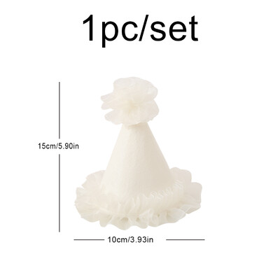 Bézs csipke filc születésnapi sapka party fejdísz fotó kellékek 1 szett 1 db.