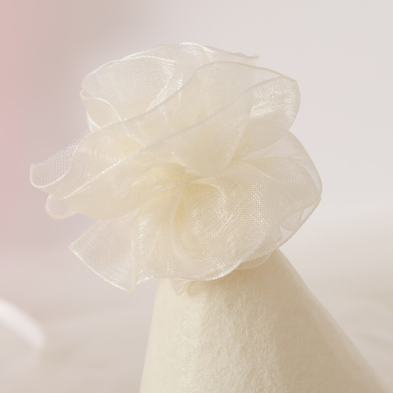 Bézs csipke filc születésnapi sapka party fejdísz fotó kellékek 1 szett 1 db.