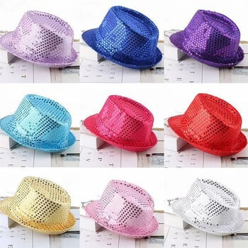 1 PC Jazz Hat Glitter Sequin Cosplay Prop Performance Στολή Hip Hop Τραγουδίστρια Γυναίκες Άντρες Glitter Beaded Hat Dance Performance