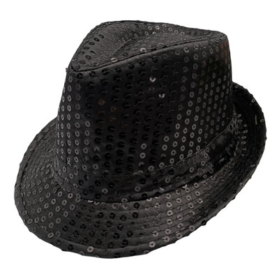 1 PC Jazz Hat Csillogó Flitter Cosplay Prop Performance Jelmez Hip Hop Singer Női Férfi Csillogó Gyöngyös Kalap Táncelőadás