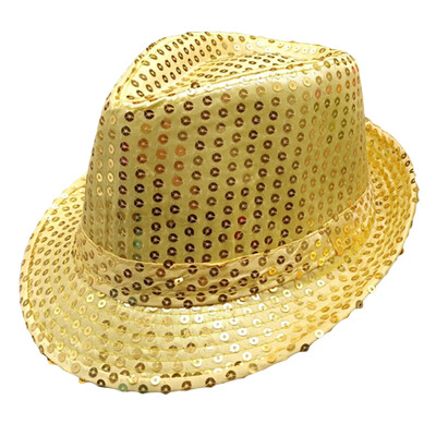 1 PC Jazz Hat Csillogó Flitter Cosplay Prop Performance Jelmez Hip Hop Singer Női Férfi Csillogó Gyöngyös Kalap Táncelőadás