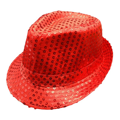 1 PC Jazz Hat Csillogó Flitter Cosplay Prop Performance Jelmez Hip Hop Singer Női Férfi Csillogó Gyöngyös Kalap Táncelőadás