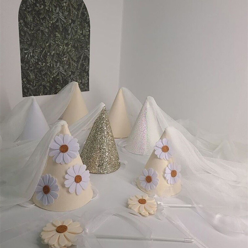 INS első gyerekszületésnapi százszorszép filc sapka kislány virágos kalap hálós fejfedő