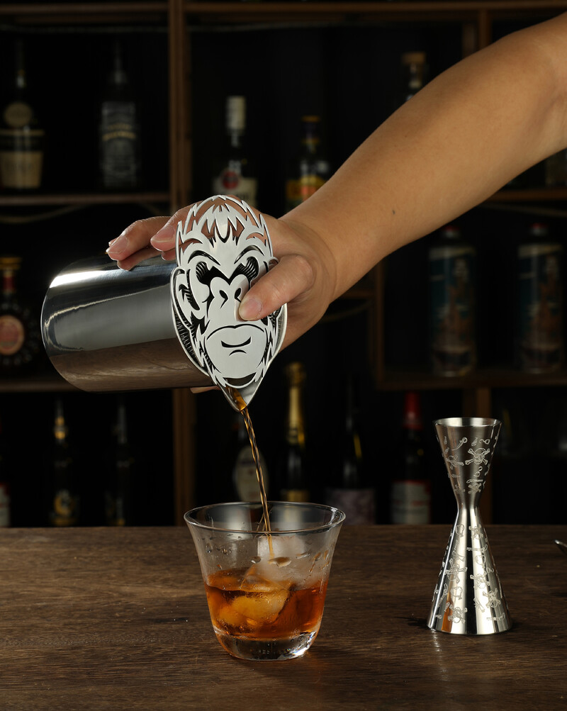 Bar Koktél szűrő Hawthorne Rozsdamentes acél szűrő majom dizájnnal